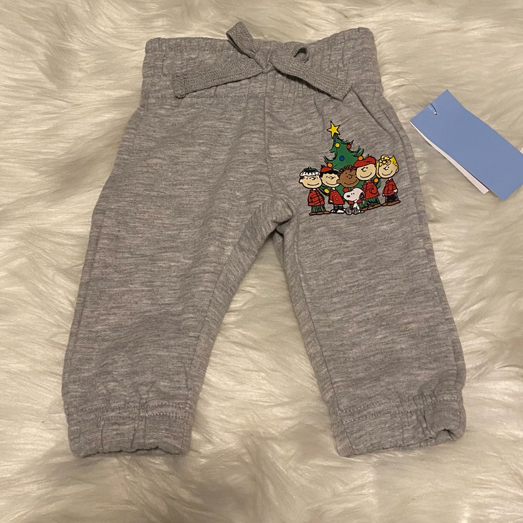 Nwt Peanuts Sweatpants Christmas Tree 0-3 Mos